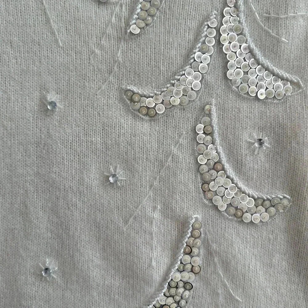 Embellished Cream Sweater - Crew Neck - Picture 10 of 14
